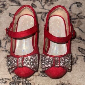 Elegant Red Kids Shoes with Bow - Toddler Sz7